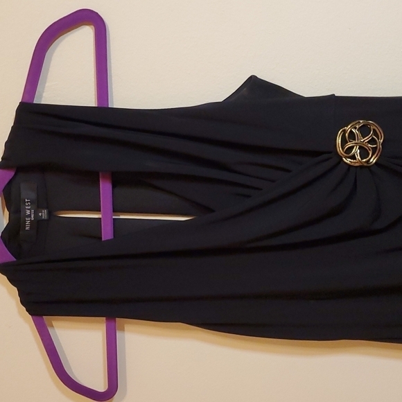 Nine West black halter style mock wrap dress size 4 - Picture 3 of 8